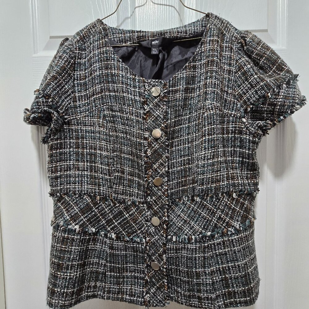 Mossimo Women's Top Blouse Tweed Short Sleeve XXL